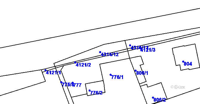Parcela st. 4314/12 v KÚ Roudnice nad Labem, Katastrální mapa