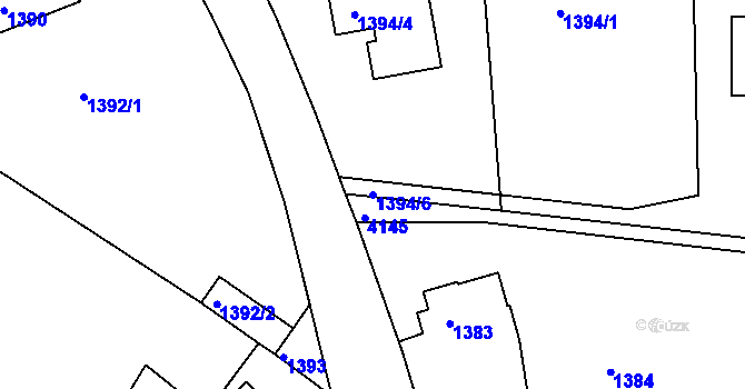 Parcela st. 1394/6 v KÚ Roudnice nad Labem, Katastrální mapa