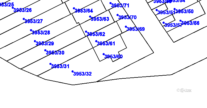 Parcela st. 3953/60 v KÚ Roudnice nad Labem, Katastrální mapa