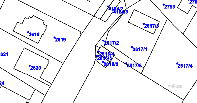 Parcela st. 2616/4 v KÚ Roudnice nad Labem, Katastrální mapa