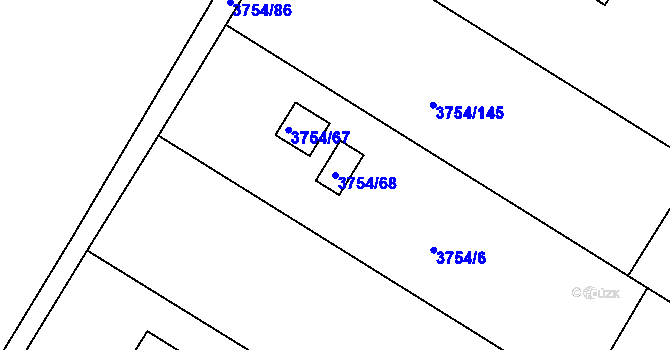 Parcela st. 3754/68 v KÚ Roudnice nad Labem, Katastrální mapa