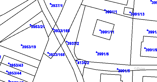 Parcela st. 3937/12 v KÚ Roudnice nad Labem, Katastrální mapa