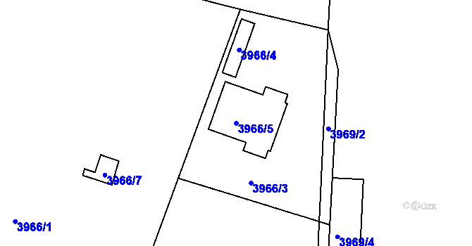Parcela st. 3966/5 v KÚ Roudnice nad Labem, Katastrální mapa