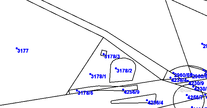Parcela st. 3178/3 v KÚ Roudnice nad Labem, Katastrální mapa
