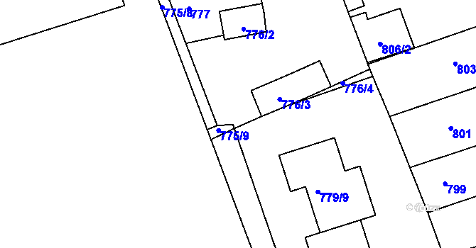 Parcela st. 779/12 v KÚ Roudnice nad Labem, Katastrální mapa