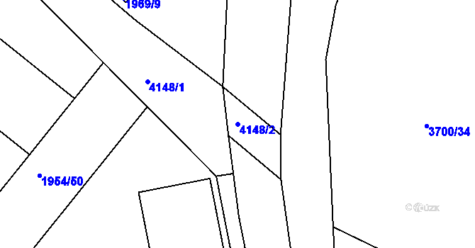 Parcela st. 4148/2 v KÚ Roudnice nad Labem, Katastrální mapa