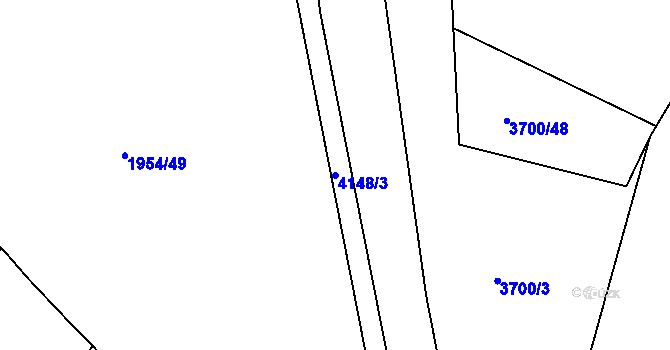 Parcela st. 4148/3 v KÚ Roudnice nad Labem, Katastrální mapa