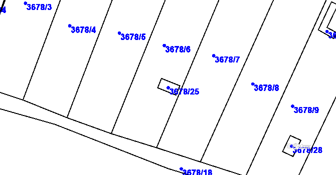 Parcela st. 3678/25 v KÚ Roudnice nad Labem, Katastrální mapa