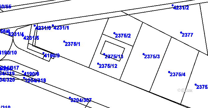 Parcela st. 2375/13 v KÚ Roudnice nad Labem, Katastrální mapa