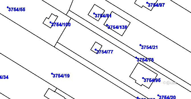 Parcela st. 3754/77 v KÚ Roudnice nad Labem, Katastrální mapa