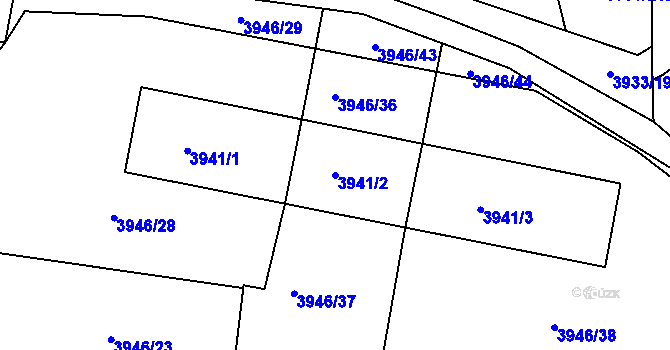 Parcela st. 3941/2 v KÚ Roudnice nad Labem, Katastrální mapa
