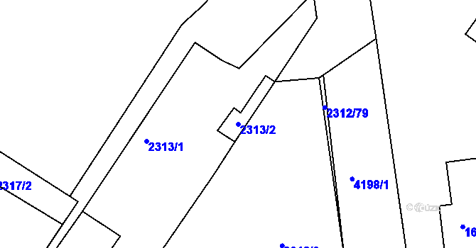 Parcela st. 2313/2 v KÚ Roudnice nad Labem, Katastrální mapa