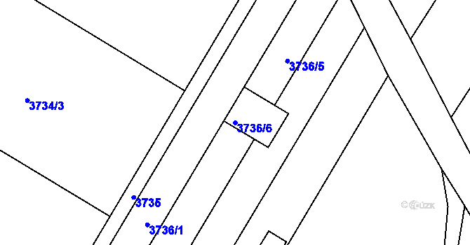 Parcela st. 3736/6 v KÚ Roudnice nad Labem, Katastrální mapa