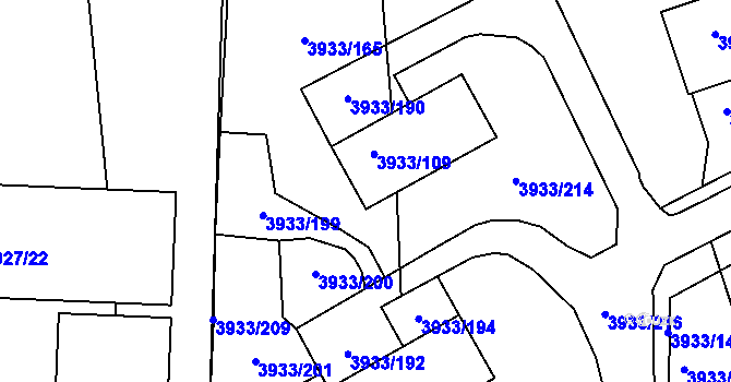 Parcela st. 3933/137 v KÚ Roudnice nad Labem, Katastrální mapa