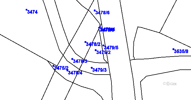 Parcela st. 3479/2 v KÚ Roudnice nad Labem, Katastrální mapa