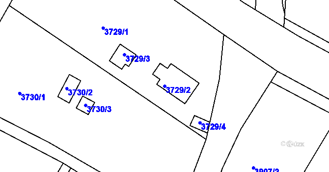 Parcela st. 3729/2 v KÚ Roudnice nad Labem, Katastrální mapa