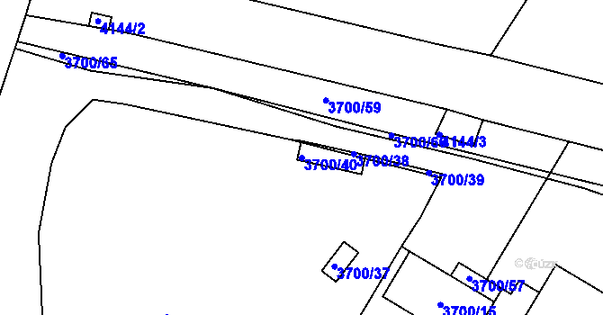 Parcela st. 3700/40 v KÚ Roudnice nad Labem, Katastrální mapa