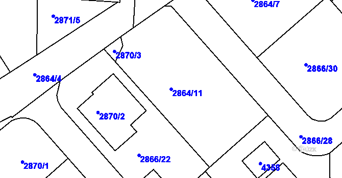 Parcela st. 2864/11 v KÚ Roudnice nad Labem, Katastrální mapa
