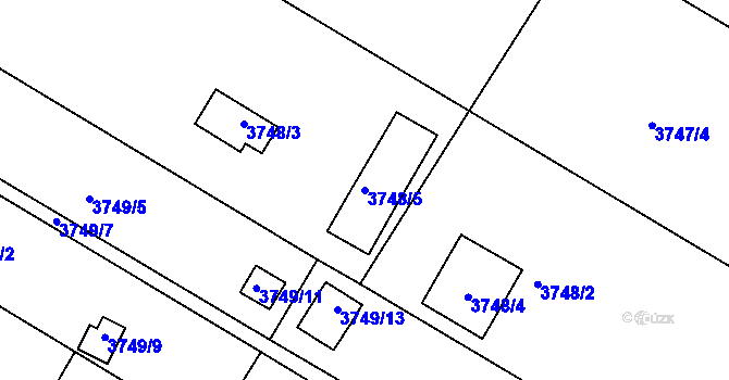 Parcela st. 3748/5 v KÚ Roudnice nad Labem, Katastrální mapa