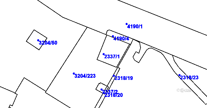 Parcela st. 2337/1 v KÚ Roudnice nad Labem, Katastrální mapa
