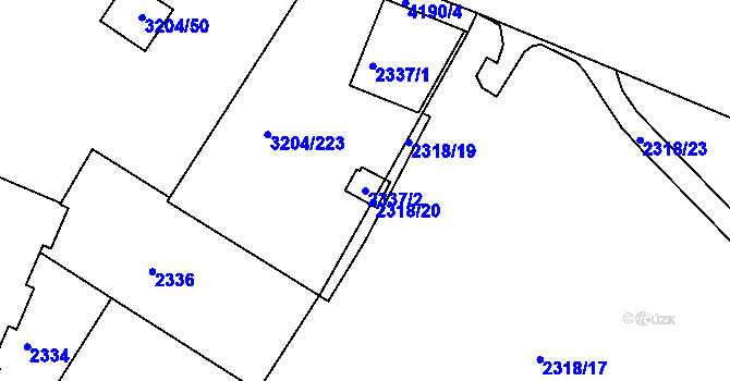 Parcela st. 2337/2 v KÚ Roudnice nad Labem, Katastrální mapa