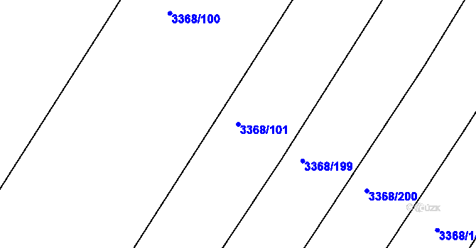 Parcela st. 3368/101 v KÚ Roudnice nad Labem, Katastrální mapa