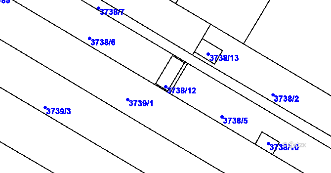 Parcela st. 3738/12 v KÚ Roudnice nad Labem, Katastrální mapa