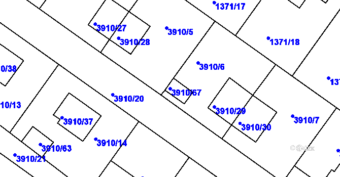 Parcela st. 3910/67 v KÚ Roudnice nad Labem, Katastrální mapa