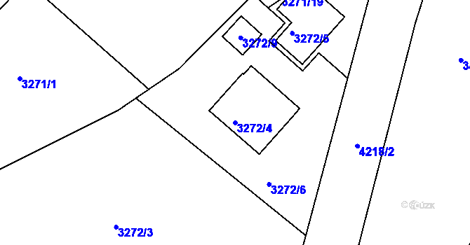 Parcela st. 3272/4 v KÚ Roudnice nad Labem, Katastrální mapa