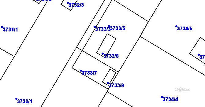 Parcela st. 3733/8 v KÚ Roudnice nad Labem, Katastrální mapa