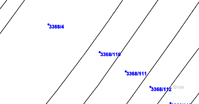 Parcela st. 3368/110 v KÚ Roudnice nad Labem, Katastrální mapa