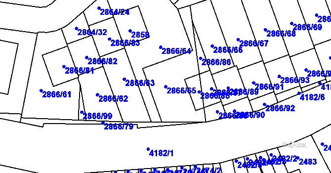 Parcela st. 2866/65 v KÚ Roudnice nad Labem, Katastrální mapa