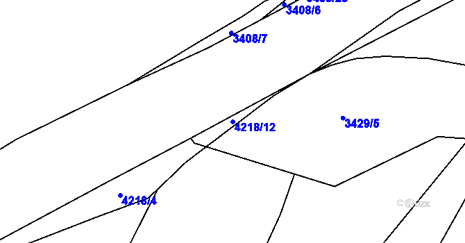 Parcela st. 4218/12 v KÚ Roudnice nad Labem, Katastrální mapa