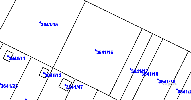 Parcela st. 3641/16 v KÚ Roudnice nad Labem, Katastrální mapa