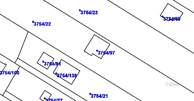 Parcela st. 3754/97 v KÚ Roudnice nad Labem, Katastrální mapa