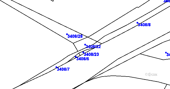 Parcela st. 3408/22 v KÚ Roudnice nad Labem, Katastrální mapa