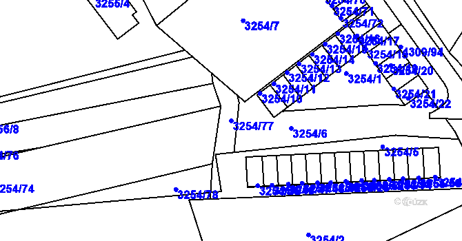 Parcela st. 3254/77 v KÚ Roudnice nad Labem, Katastrální mapa