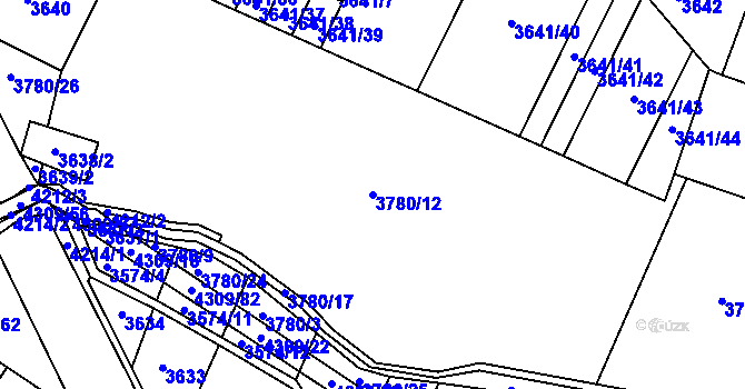 Parcela st. 3780/12 v KÚ Roudnice nad Labem, Katastrální mapa