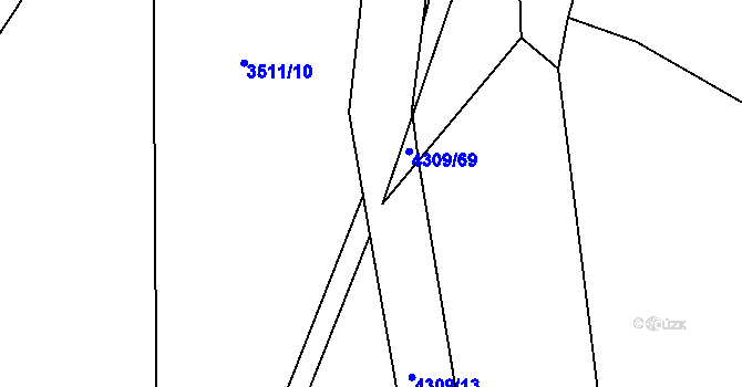 Parcela st. 4309/68 v KÚ Roudnice nad Labem, Katastrální mapa