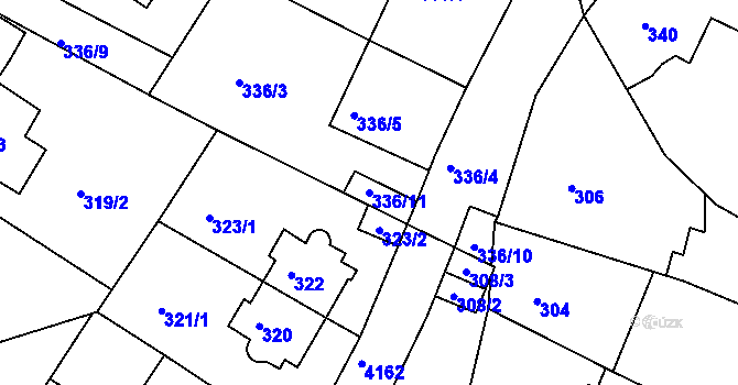 Parcela st. 336/11 v KÚ Roudnice nad Labem, Katastrální mapa