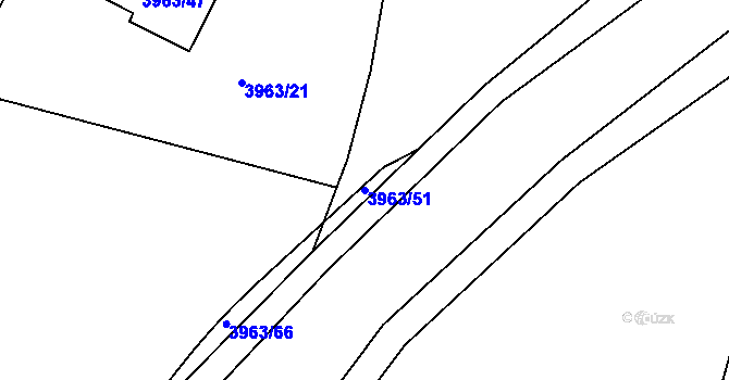 Parcela st. 3963/51 v KÚ Roudnice nad Labem, Katastrální mapa