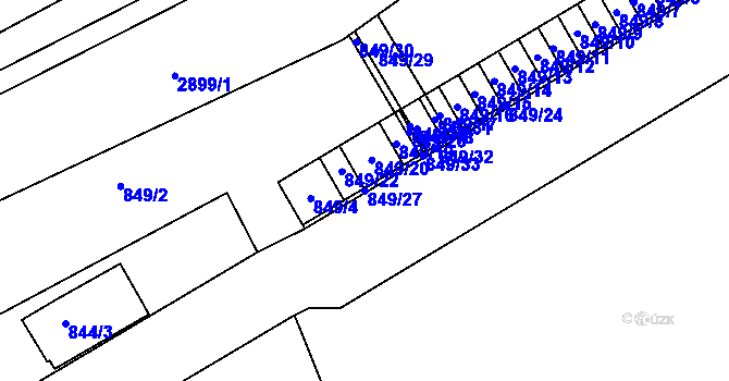 Parcela st. 849/27 v KÚ Roudnice nad Labem, Katastrální mapa