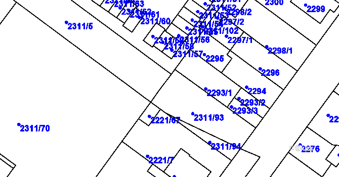 Parcela st. 2311/92 v KÚ Roudnice nad Labem, Katastrální mapa