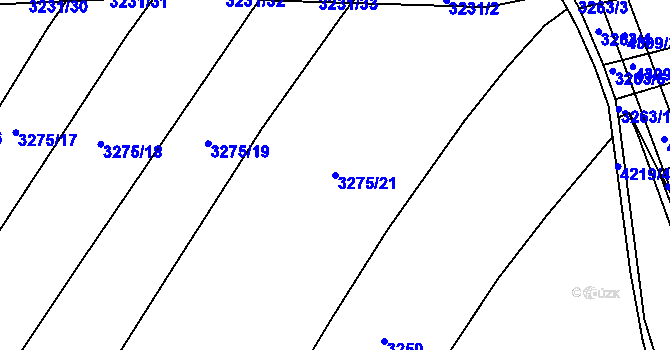 Parcela st. 3275/21 v KÚ Roudnice nad Labem, Katastrální mapa