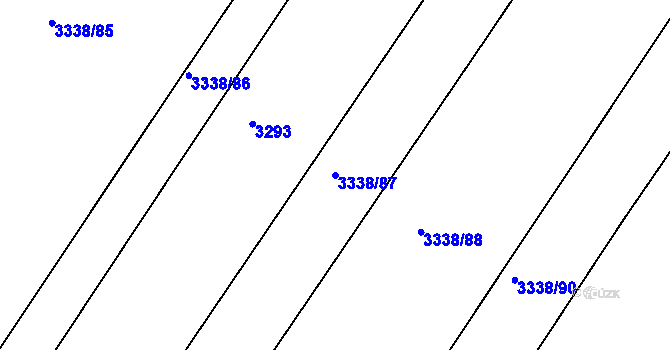 Parcela st. 3338/87 v KÚ Roudnice nad Labem, Katastrální mapa