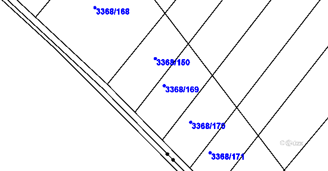 Parcela st. 3368/169 v KÚ Roudnice nad Labem, Katastrální mapa