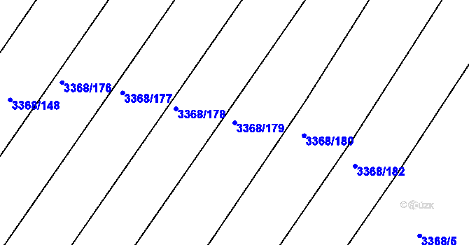 Parcela st. 3368/179 v KÚ Roudnice nad Labem, Katastrální mapa