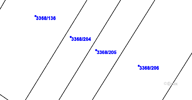 Parcela st. 3368/205 v KÚ Roudnice nad Labem, Katastrální mapa