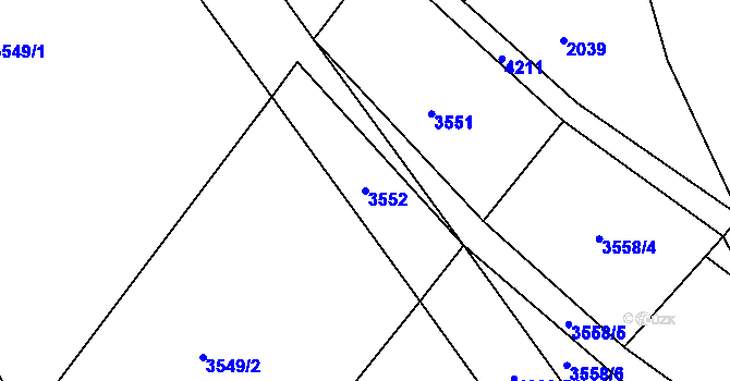 Parcela st. 3552 v KÚ Roudnice nad Labem, Katastrální mapa