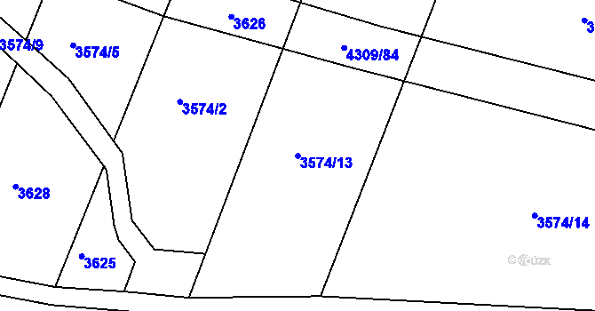 Parcela st. 3574/13 v KÚ Roudnice nad Labem, Katastrální mapa